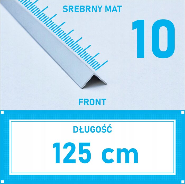 Kątownik aluminiowy anod SREBRNY MAT 10x10mm 125cm