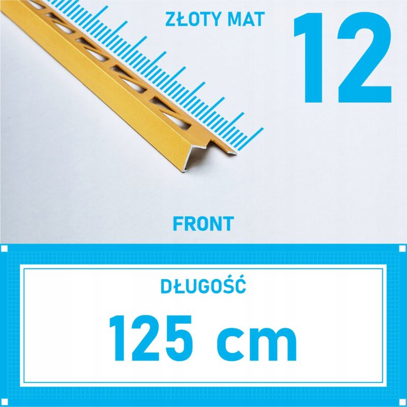 Listwa L profil narożna 12mm ZŁOTY MAT ALU 125cm