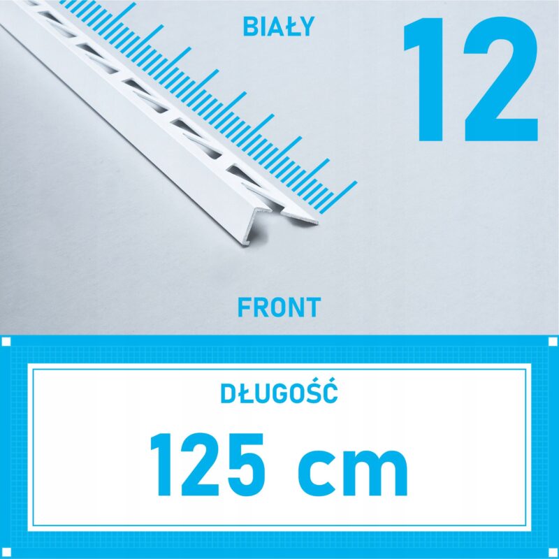Listwa L profil narożna 12mm BIAŁY ALU 125cm
